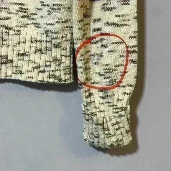 J.Crew Speckled Cotton Sweater Womens Size Large Pullover Cream Gray Style H4658 - Picture 3 of 9